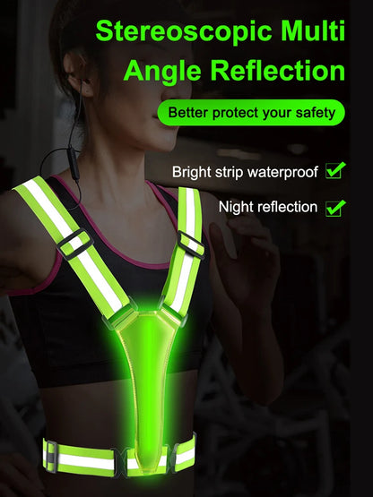 Men's & Women's LED Reflective Running Vest, USB rechargeable