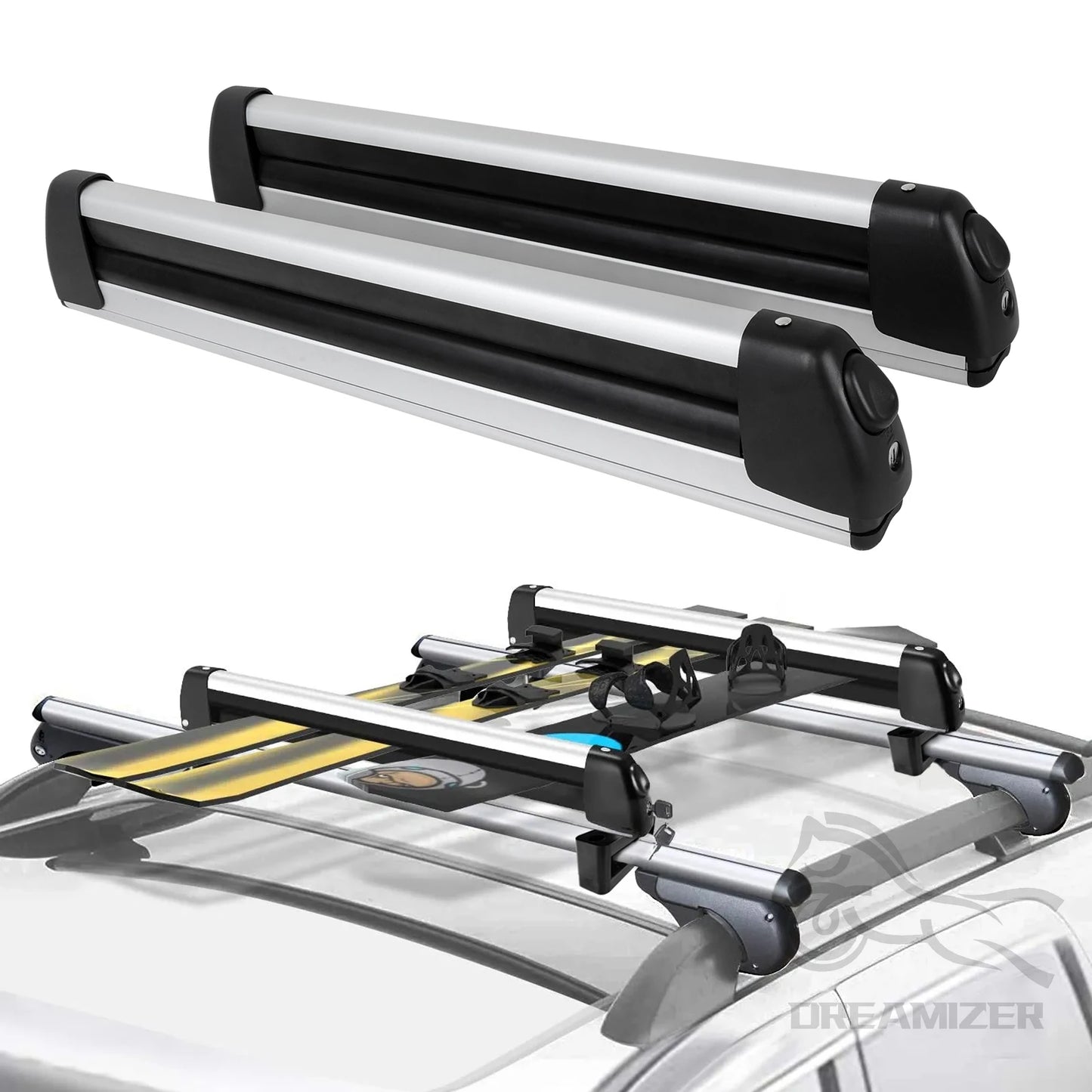 Ski And Snowboard Car Roof Rack, Aluminum