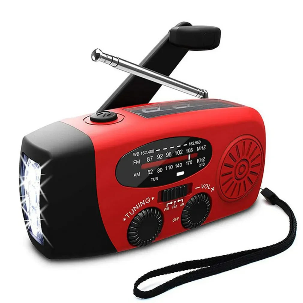 Emergency Solar Hand Crank Dynamo AM/FM/WB Weather Radio with LED Flashlight and Charger