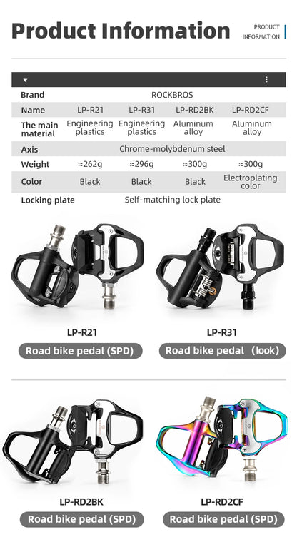 Road Bike Self-locking Pedals for SPD and Look System, Aluminum Alloy