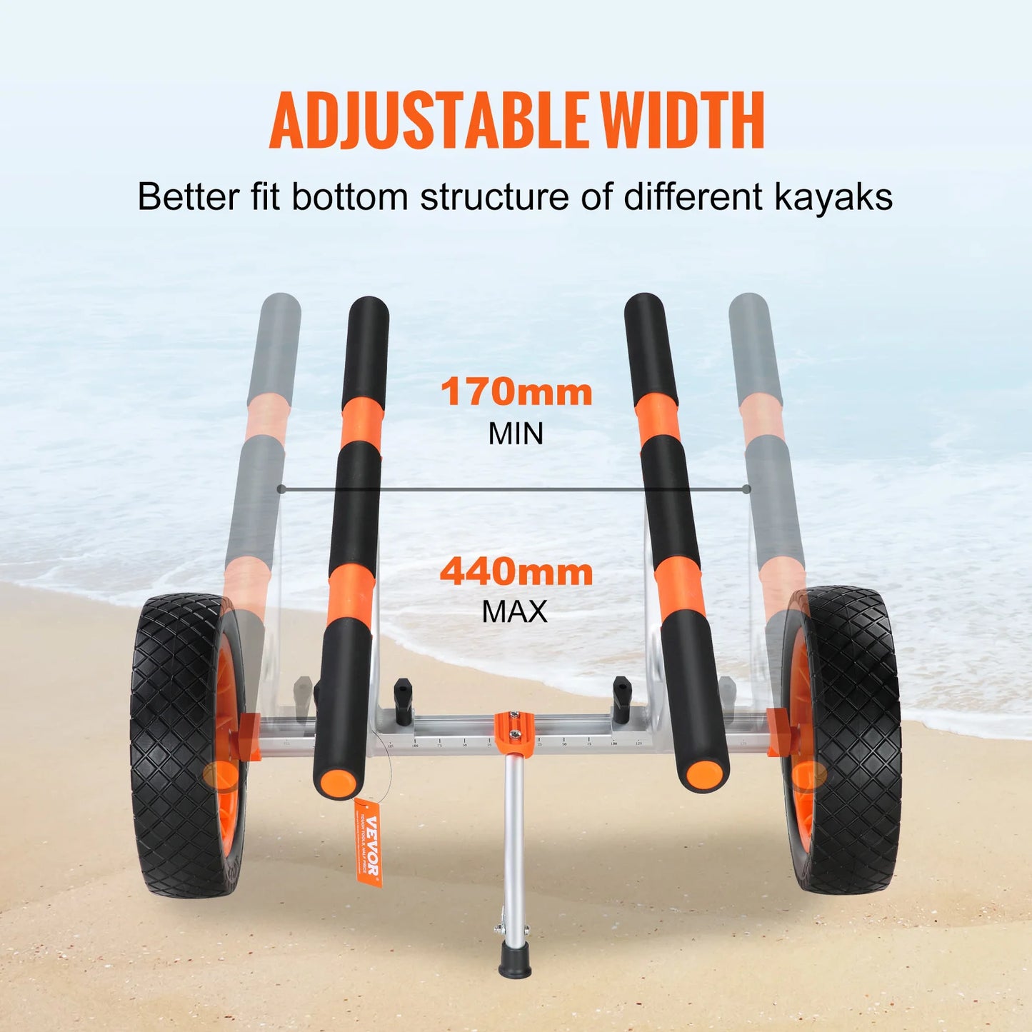 Adjustable Width Kayak Cart, 450 lb max load