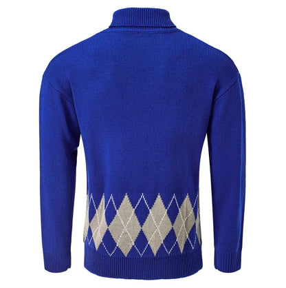 Men's Vintage Argyle Turtleneck Sweater