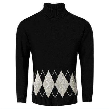 Men's Vintage Argyle Turtleneck Sweater