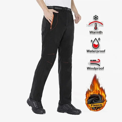 Men's Fleece Hiking Pants, Waterproof, Windproof