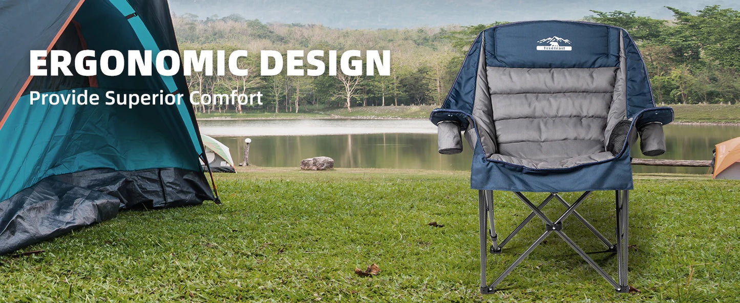 Oversize Padded Camping Chair, with Side Pocket