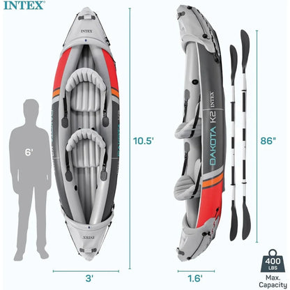 10.5 foot 2 Person Inflatable Kayak, with 86 in oars, pump and carry bag