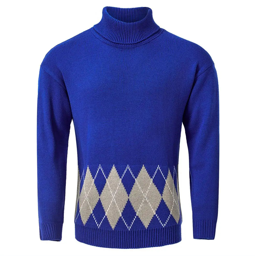 Men's Vintage Argyle Turtleneck Sweater