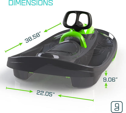 Adult's & Children's Snow Sled with Steering Wheel, Anti-slip Seat and Pull-up Brake