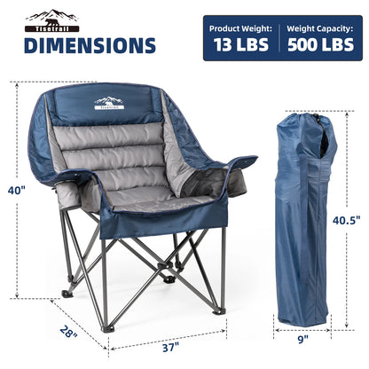 Oversize Padded Camping Chair, with Side Pocket