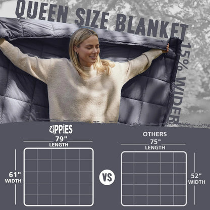 Queen Size Warm Camping Quilt, with Zipper