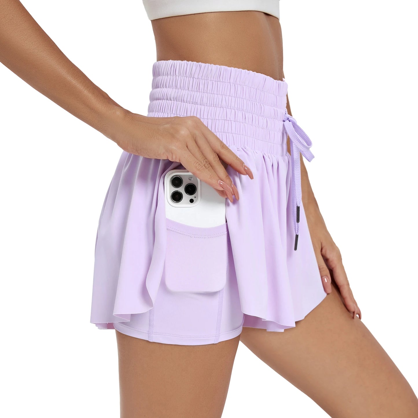 Women's High Waisted Flowy Workout Skort, choice of 6 colors