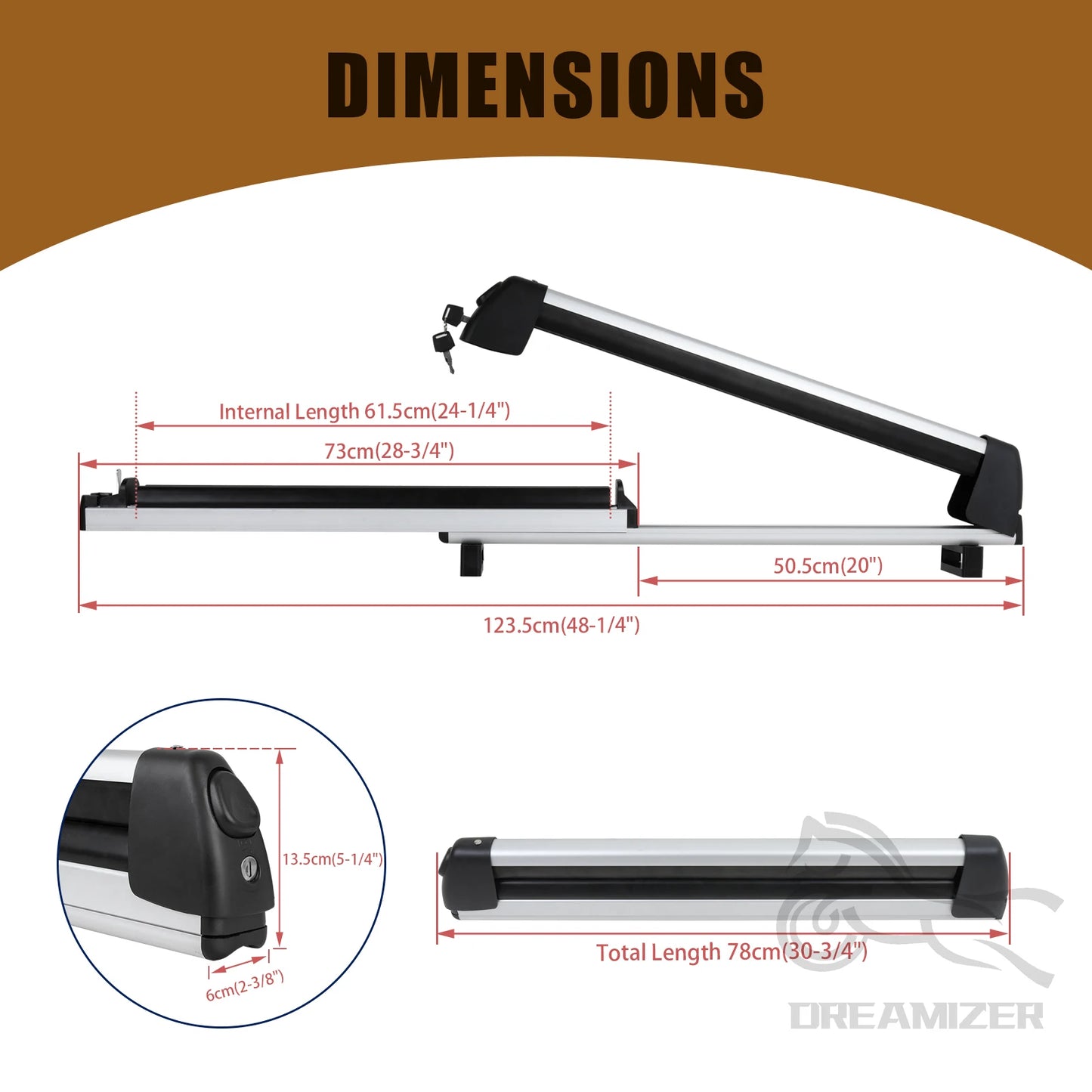 Ski And Snowboard Car Roof Rack, Aluminum