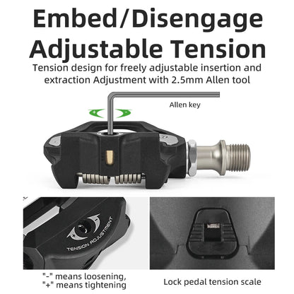 Road Bike Self-locking Pedals for SPD and Look System, Aluminum Alloy