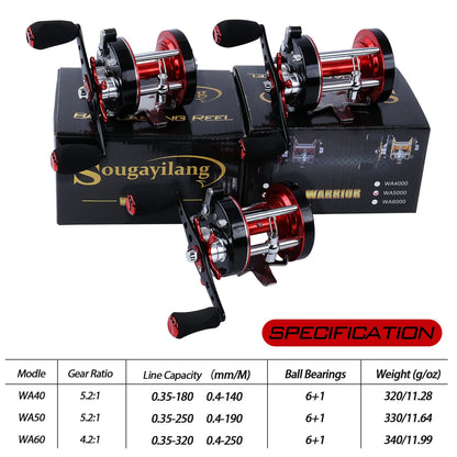 Saltwater Trolling Baitcasting Drum Reel