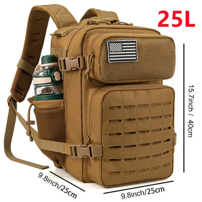 Men's & Women's 25L or 45L Tactical Backpack with Bottle Holders