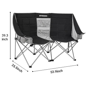 Oversize Double Camping Chair with Padded Armrests