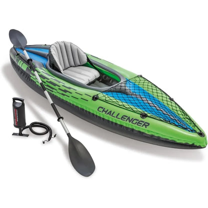 9 foot Challenger Inflatable 1 person Kayak, includes 86 in aluminum oar and pump