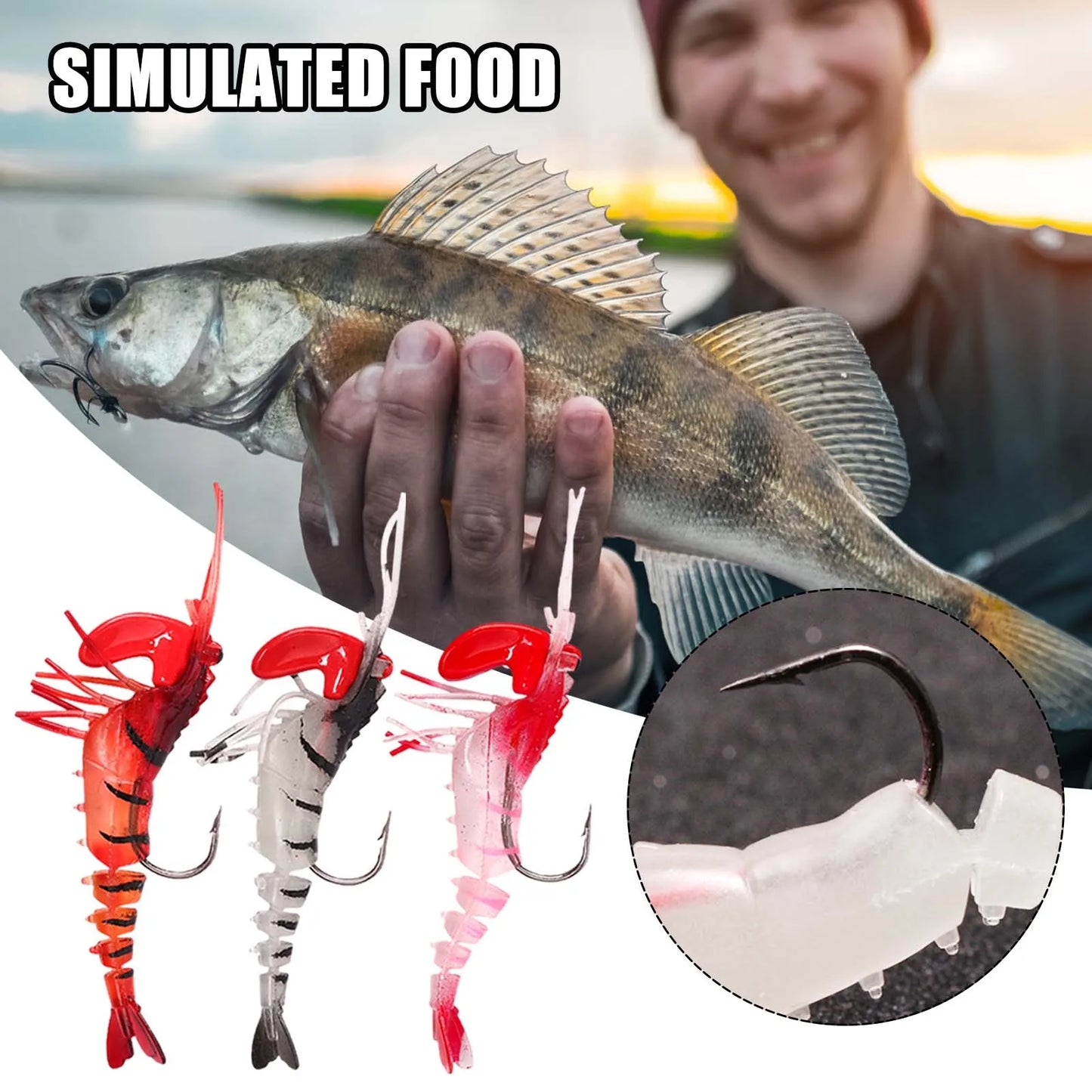 Soft Shrimp Lures with Hooks