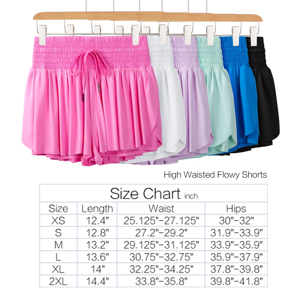 Women's High Waisted Flowy Workout Skort, choice of 6 colors