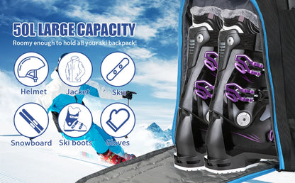 Waterproof 50L Ski and Snowboard Boot Backpack