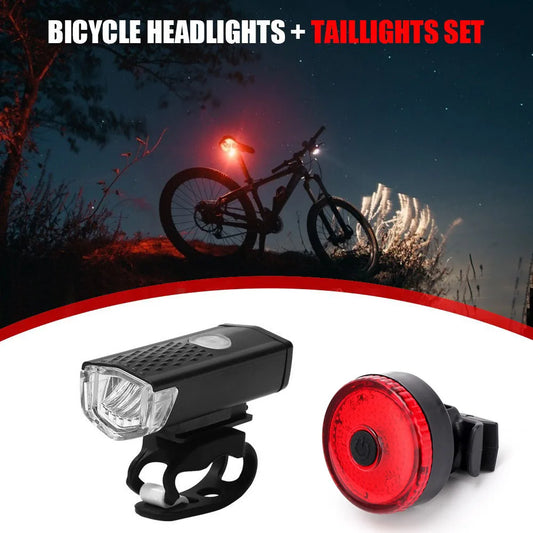 LED Cycling Headlight and Taillight USB charge