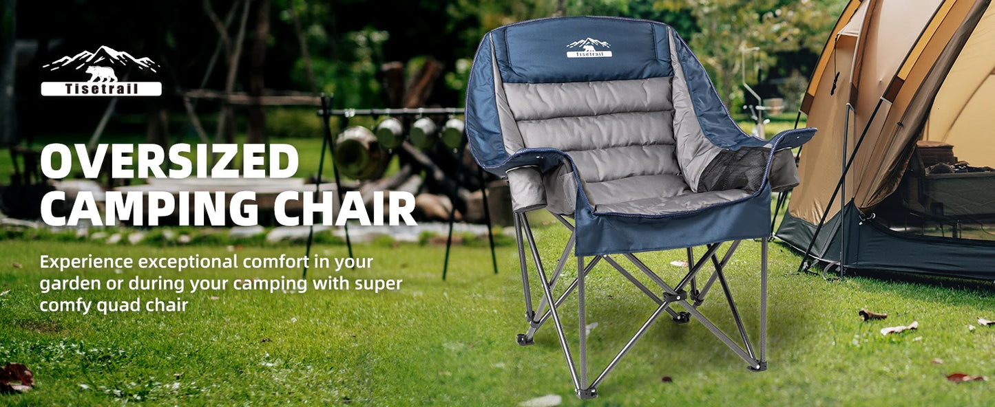 Oversize Padded Camping Chair, with Side Pocket