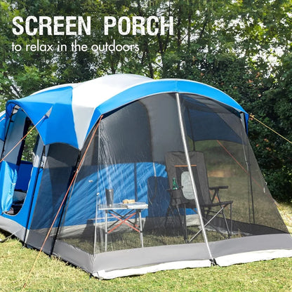 Lightweight Water Resistant 8 Person Family Tent with Screen Room