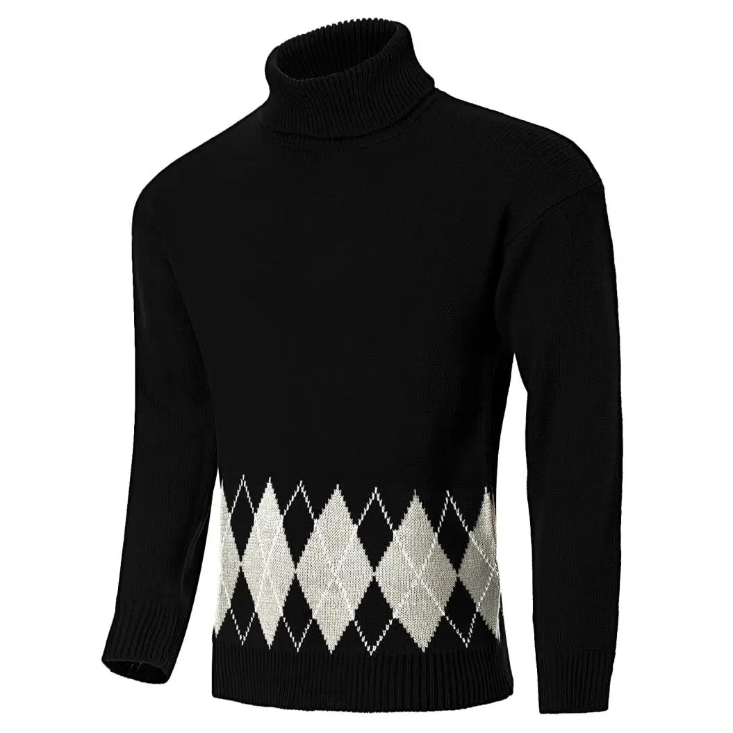 Men's Vintage Argyle Turtleneck Sweater