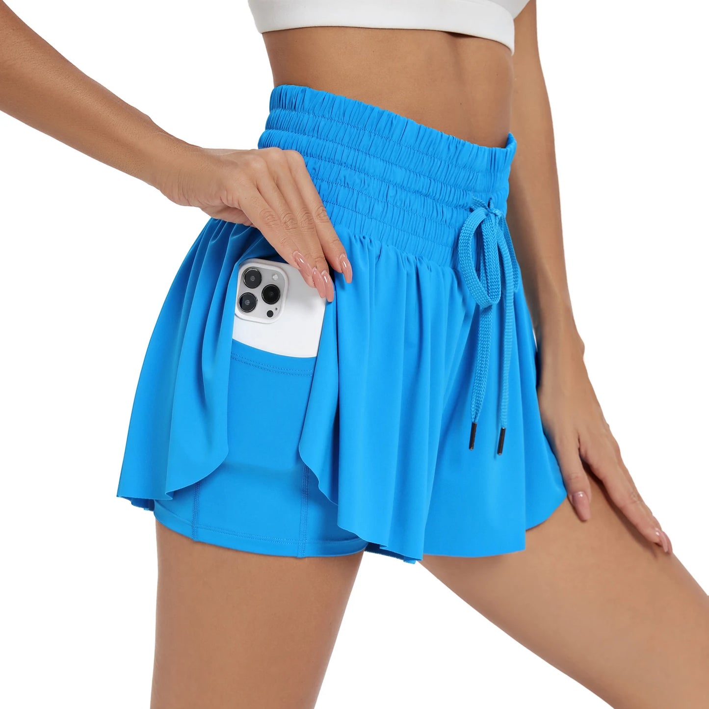 Women's High Waisted Flowy Workout Skort, choice of 6 colors