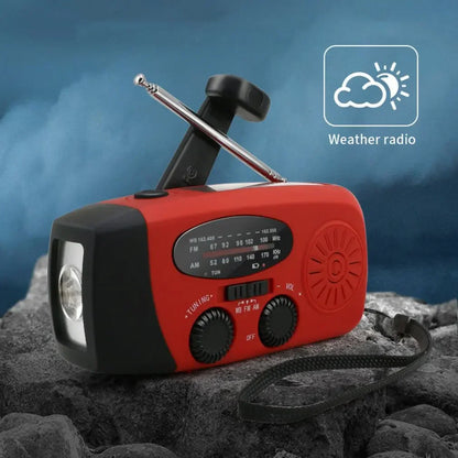 Emergency Solar Hand Crank Dynamo AM/FM/WB Weather Radio with LED Flashlight and Charger