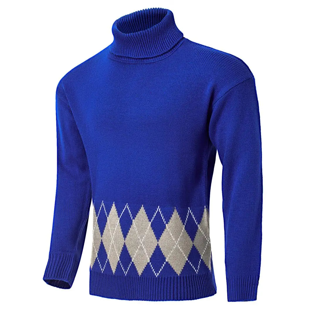 Men's Vintage Argyle Turtleneck Sweater