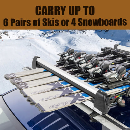 Ski And Snowboard Car Roof Rack, Aluminum