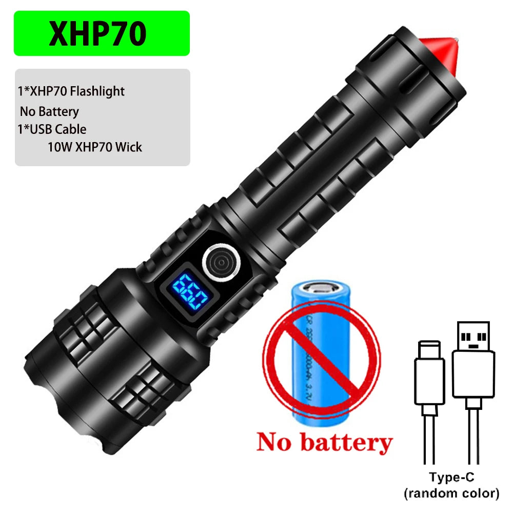 Rechargeable LED High Lumen Flashlight for Emergencies, Camping