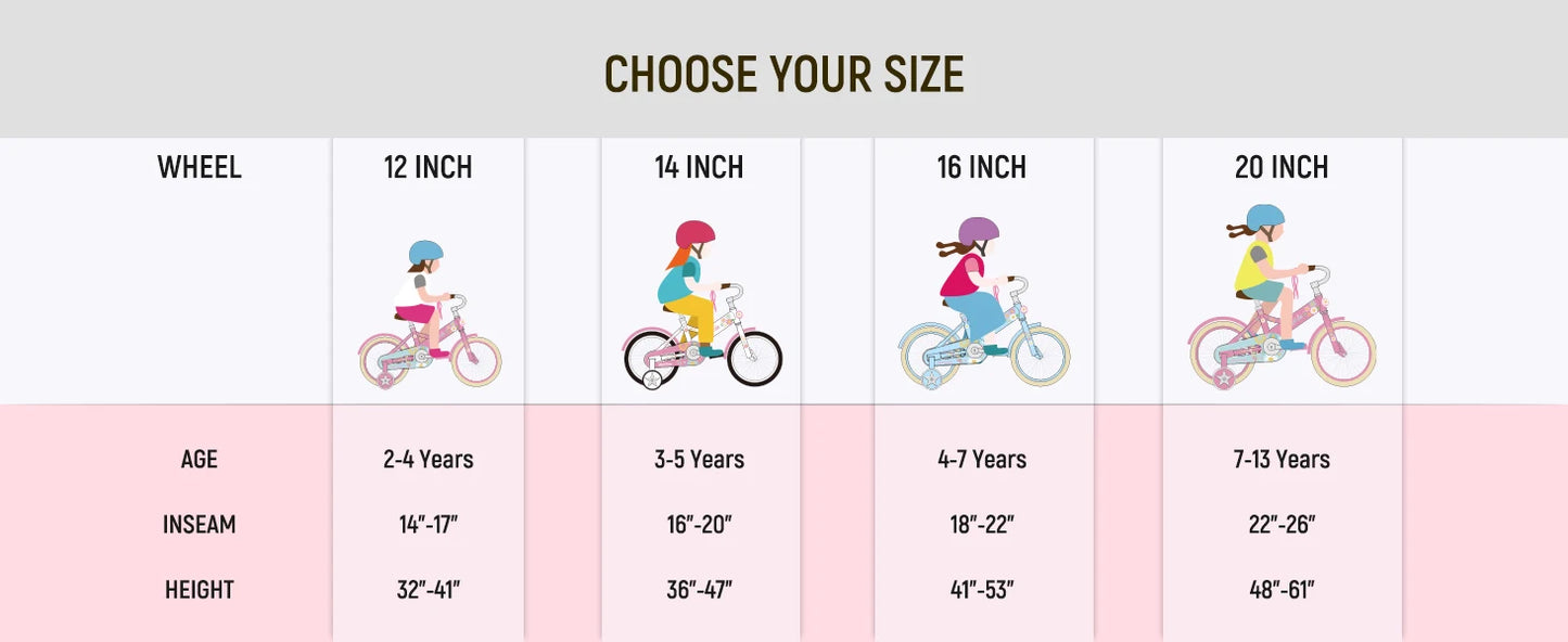 Kids Bike for Girls Ages 2-7 Years, variety of colors and features