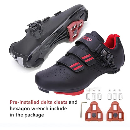 Men's Cycling Shoes with Look Delta Cleats, compatible with Peloton Indoor Bicycle Pedals