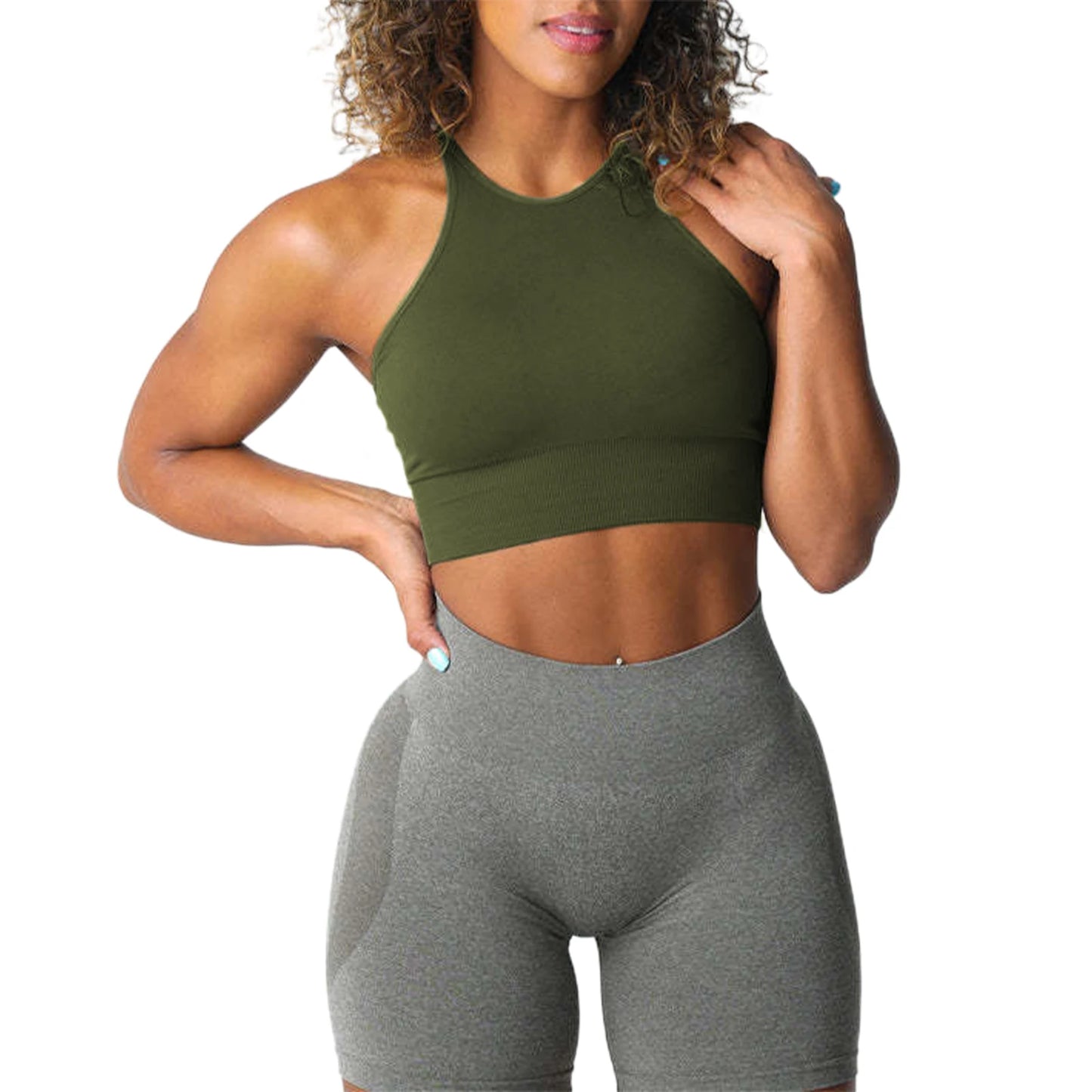 Women's Solid Color Seamless Sports Bra