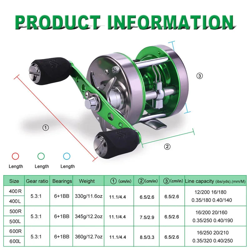 Saltwater Trolling Baitcasting Drum Reel