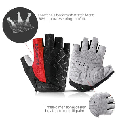 Men's & Women's Half Finger Mountain Bike Gloves, Padded Palms