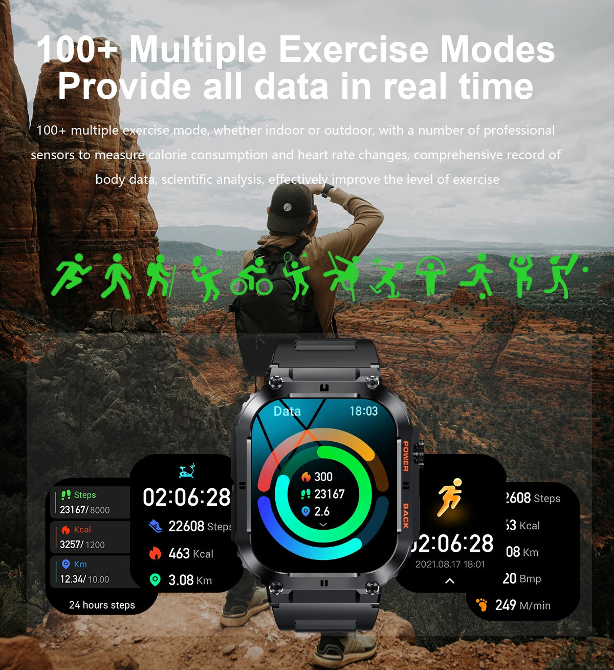 Waterproof Fitness Tracker Smart Watch