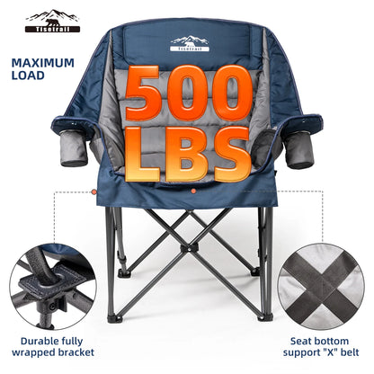 Oversize Padded Camping Chair, with Side Pocket