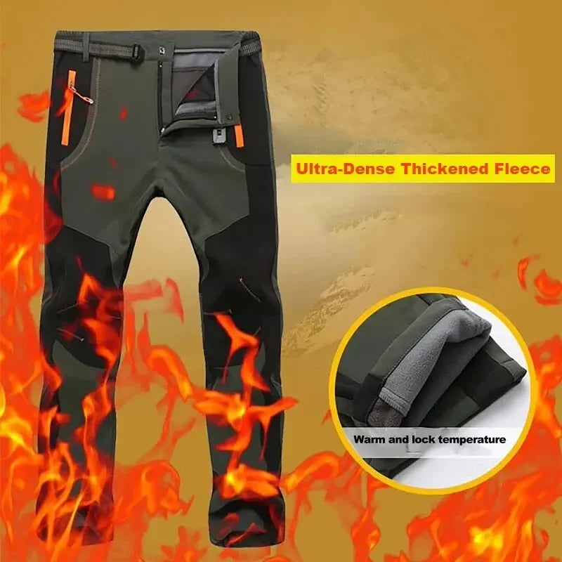 Men's Fleece Hiking Pants, Waterproof, Windproof